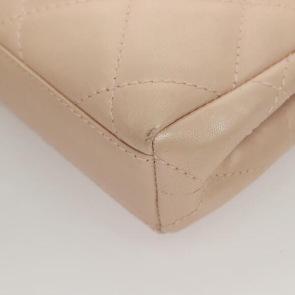 CHANEL Matelasse Hand Bag Leather Beige Silver CC Auth 133091 - Picture 8 of 16